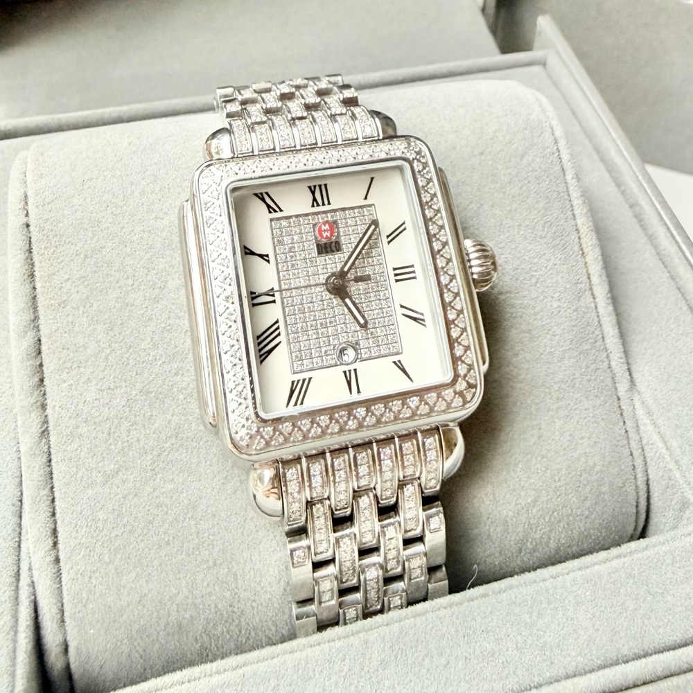 Michele Deco 18MM Diamond Dial Watch & Diamond Bracelet MW06T01A1963 - Picture 3 of 16